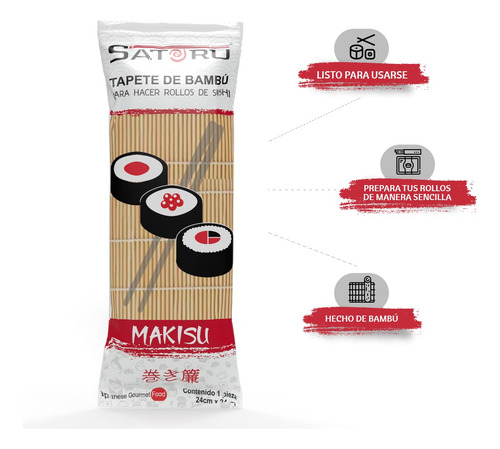Tapete De Bambú Para Sushi De Satoru Makisu 1 Pieza