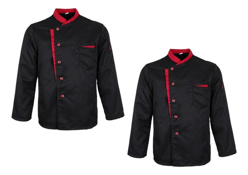 2 Piezas De Poliéster Chef Coat Camisa De Manga Larga Hotel