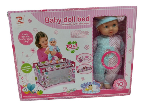 La Le Lu - Bebote Baby Doll Bed Con Accesorios - Celeste 