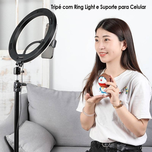 Ring Light Com Tripé De Chão/mesa E Controle Bluetooth Rock