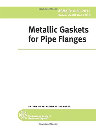 Libro:  Asme B16.20-2017: Metallic Gaskets For Pipe Flanges