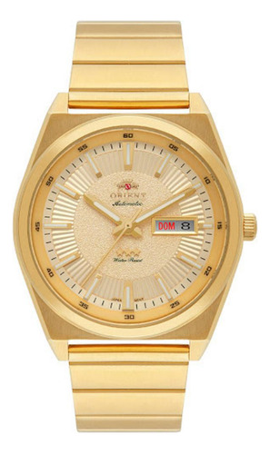 Relógio Orient Masculino Automático F49gg005 C1kx Cor da correia Dourado Cor do bisel Dourado Cor do fundo Dourado