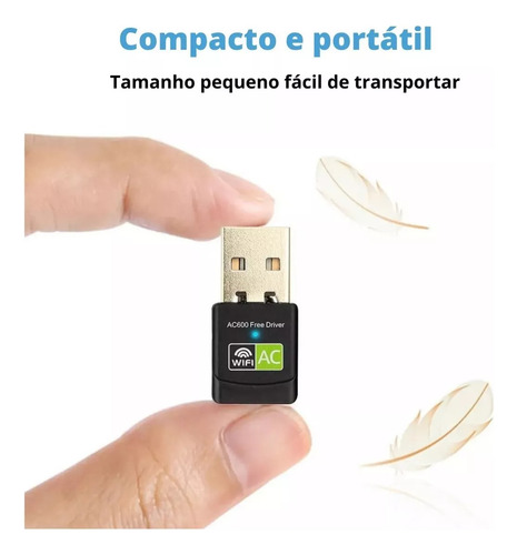 Adaptador Wi-fi 2.4/5ghz 600mbps 5g Internet Wireless Fibra