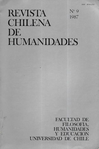 Revista Chilena De Humanidades / N° 9 De 1987