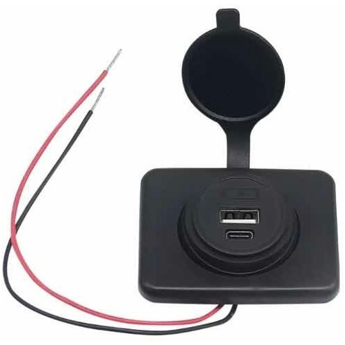 Cargador Usb + Tipo C Sobrepuesto Autos Camiones 12v-24v