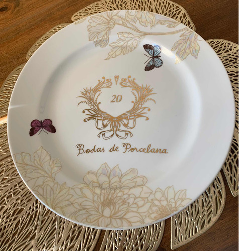 Prato Bodas De Porcelana 20 Anos - 25cm