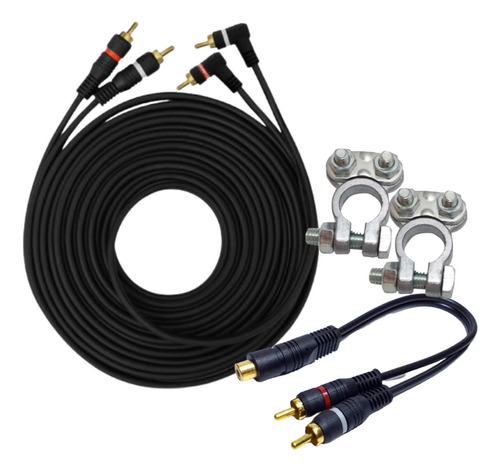 Kit Cabo Par Terminal Bateria Rca Y 5 Metros Som Automotivo