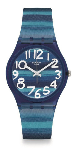 Reloj Swatch Linajola Gn237 Caucho Gent. Unisex Color de la malla Azul Color del bisel Azul Color del fondo Azul