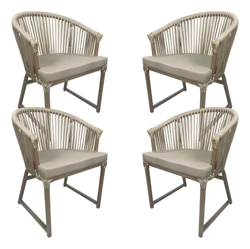 comprar Kit De 4 Poltronas C\u002F Estofados Alumínio Em Corda Náutica 