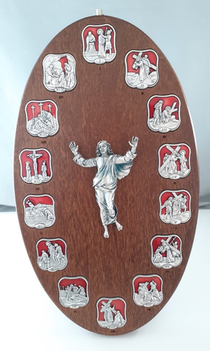 Estaciones Del Viacrucis, Esmalte Rojo, Italiano 27 Cm