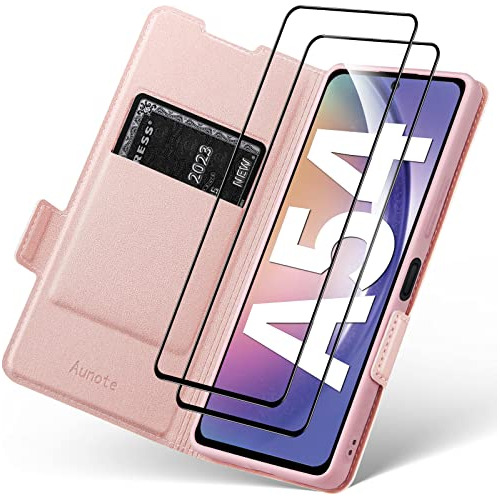 Funda Cartera Para Galaxy A54 Rosa Dorado Rosa-02