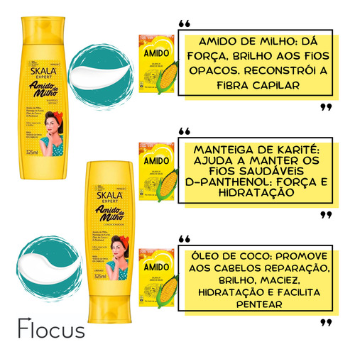 Kit Amido De Milho Hidratante Oleococo Capilar Bucha Vegetal