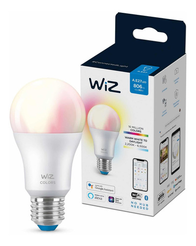 Imagen 1 de 8 de Ampolleta Led Signify Wiz Colores Wifi E27 Google O Alexa