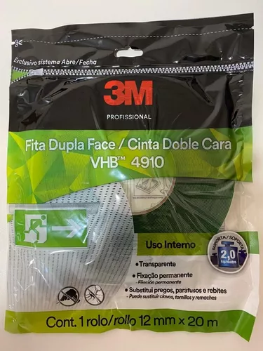 Fita Cola Dupla Face Rolo 20 Metros Vhb Transparente