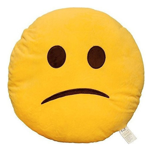 Evz 32cm Cojín Redondo Emoji Smiley Emoticon Amarillo Relle