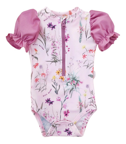 Malla Mini Anima Bebe Traje De Baño Entera Uv Botanical Rosa