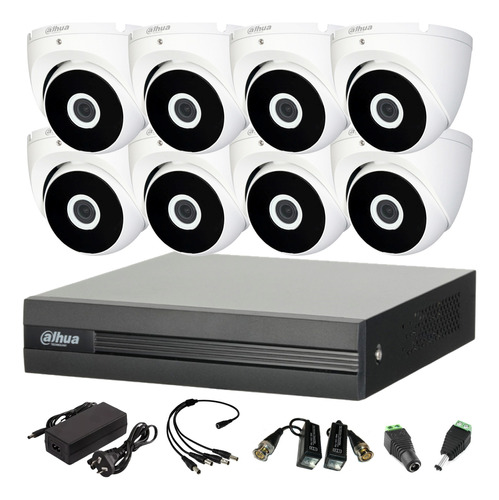 Kit Seguridad Dvr 8 Ch + 8 Cámaras Domo Full Hd Exterior 