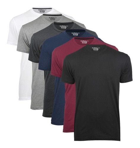Kit 6 Camisetas Masculinas Slim Fit Básicas Algodão Premium