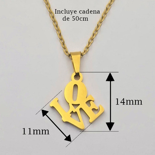 Imagen 2 de 3 de Collar Cadena Y Dije Love Oro Laminado 22 Kilates M1129