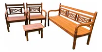 Comprar Kit Bancos Madeira Maciça 5 Lugares + Mesa De Centro Cor Marrom