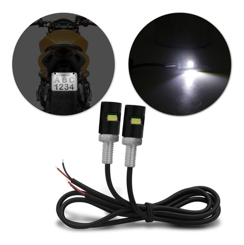 Par De Parafuso Led Luz De Placa Universal Moto Carenagem