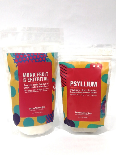 500g De Monk Fruit Con Eritritol + 200g De Psyllium 