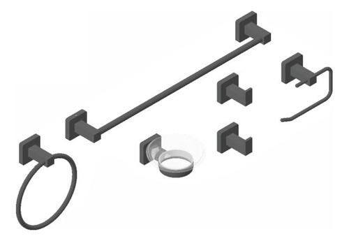 Set Accesorios 73029gf Cube Grafito 6 Piezas Piazza