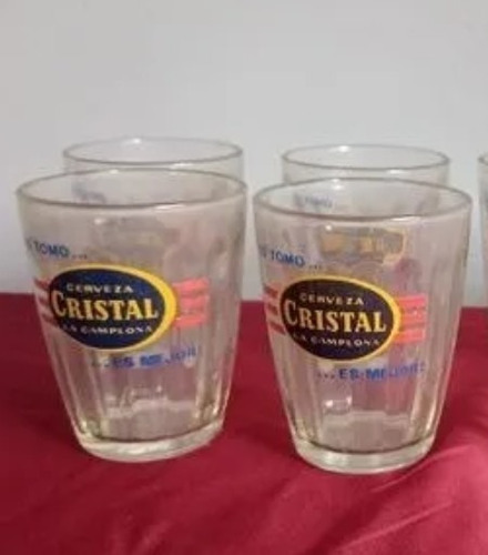 Vendo 4 Vasos Antiguos De Cerveza Cristal Retro Vidrio Grues