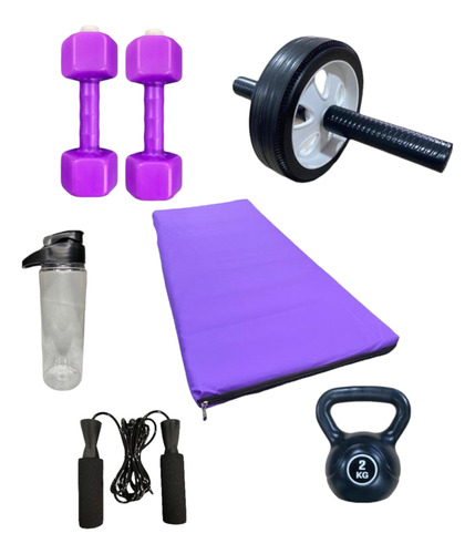 Kit Entrenamiento Colcho Pesas Rueda Soga Rusa  N48