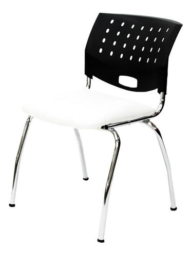 Imagen 1 de 1 de Silla de escritorio JMI Greta fija cromada ergonómica  negra y blanca con tapizado de cuero sintético