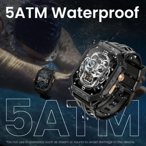 Reloj Inteligente Militar Haylou Iron N1 2.13 C/ Micrófono Negro Mesh Negro Negro