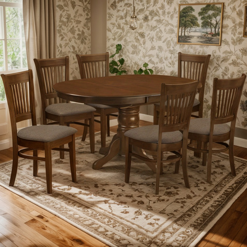 East West Furniture Keva7-esp-c Juego De Mesa Y Sillas De