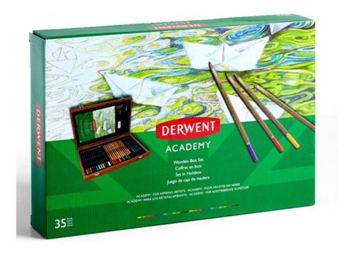 Lápices Derwent Academy Caja Madera 35 Piezas