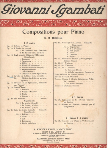 Partitura Original Giovanni Sgambati Composiciones P/ Piano