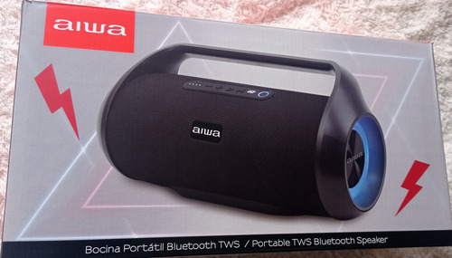 Imagen 2 de 5 de Parlante Portátil Aiwa Aws800bt Tws Bluetooth 35w X2 Boombox Color Negro