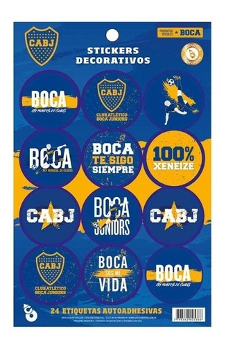 Stickers Boca Juniors X 24u Cumpleaños Personaje Cotillón 