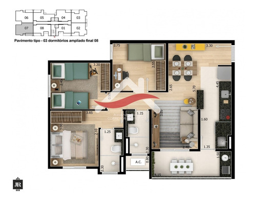 Imagem 12 de 12 de Jr São Paulo. Apartamento 67 M². 3 Dormitórios Sendo 1 Suíte. Varanda Gourmet. Piso Laminado. Lazer. 1 Vaga De Garagem Coberta. Av. São Paulo - Ap00137 - 69353519