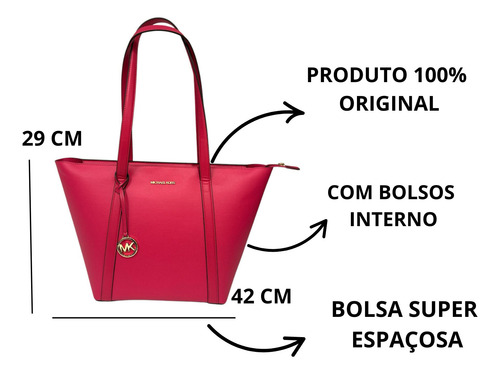 Bolsa Michael Kors De Ombro Pink Grande Modelo Pratt Rosa Lisa Ouro Rosa