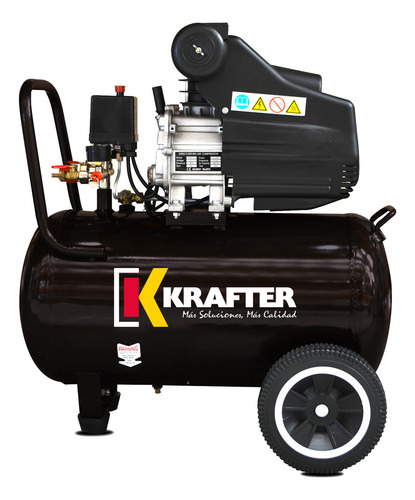 Compresor Krafter 2.5hp 50 Litros 8bar 116 Psi Color Negro Fase Eléctrica Monofásica