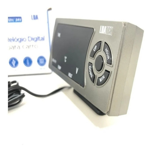 Imagem 2 de 5 de Relogio Digital Para Usb Termometro Carro Com Voltimetro 2