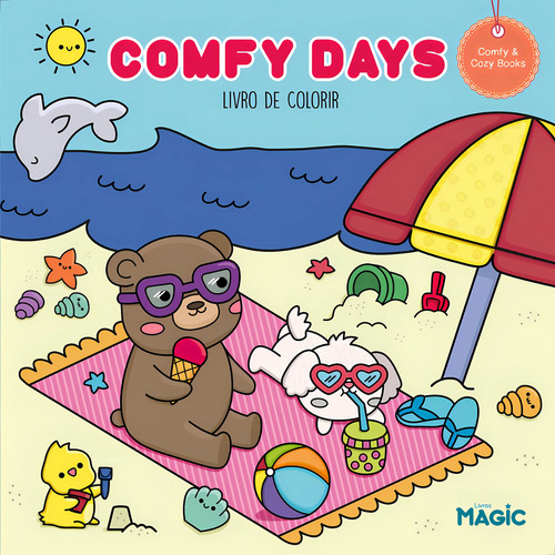 Livro De Colorir Folhas Grossas Comfy Days 48 Paginas Com Capa Dura, Maleável E Resistente - 24x24cm