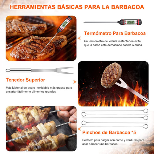25pcs Utensilios Para Barbacoa Acero Inoxidable De Bbq