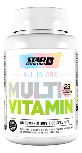 Suplemento en comprimidos All In One Multivitamin vitaminas y minerales en pote X60 Capsulas Star Nutrition