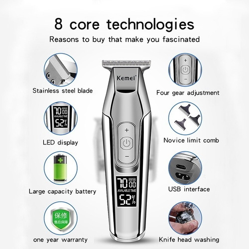 Recortadora De Cabello Recargable Profesional Kemei Km-5027