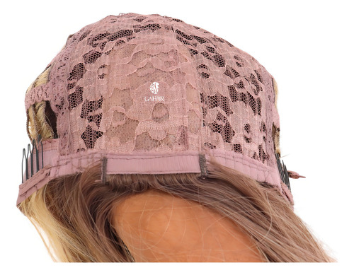 Peruca Lace Wig Bio Orgânica Lisa - Alta Temperatura +brinde Tamanho Da Base 24 Tonalidade Marrom Com Loiro Hwlb25