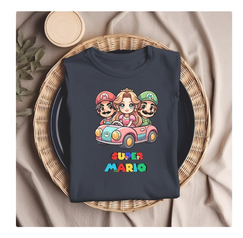 Polera Unisex Mario Bros Game Cabezones Estampado Algodon