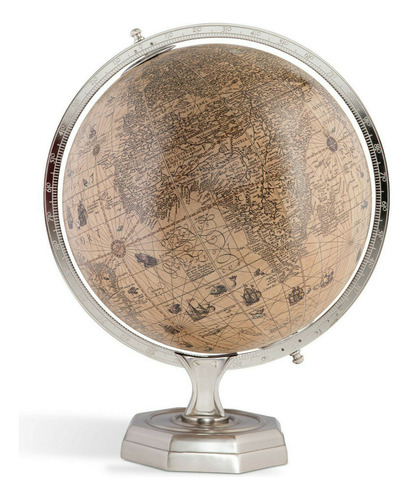 Jodocus Hondius 1627 World Globe Pewter Finish Round Sta Oah