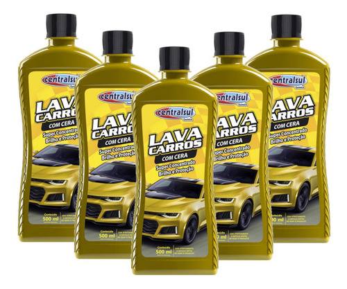 Kit 5 Lava Carro Com Cera 500ml Super Concentrado Centralsul