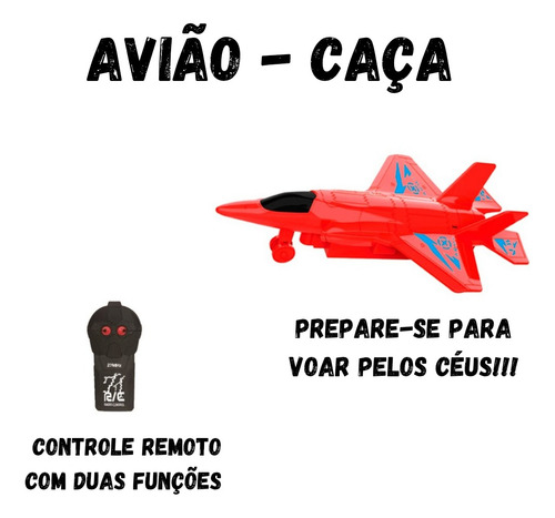 Avião Controle Remoto Sem Fio 2 Funções Brinquedo Infantil Vermelho F-35