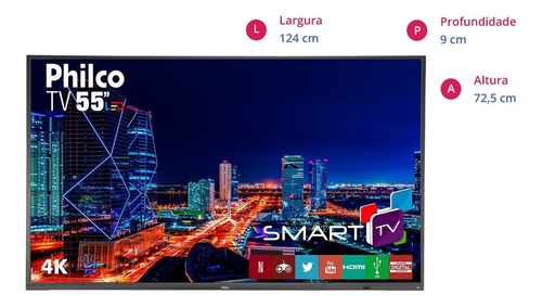 Philco Smart Tv 4k Ptv55u21dswnt (display Trincado)